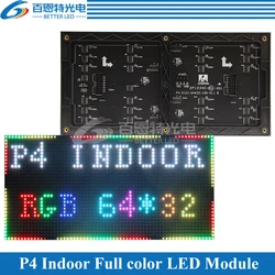 Módulo de painel de tela led p4, 256*128mm, 64*32 pixels, 1/16 scan interno, 3 em 1, smd, rgb, colorido, p4