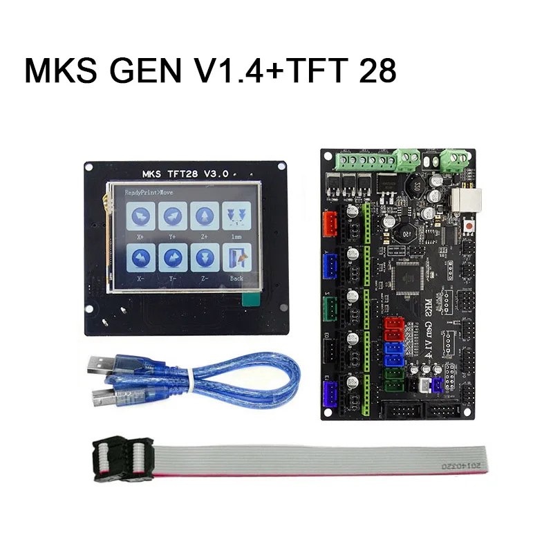 

MKS GEN V1.4 Motherboard MKS Controller Board with TFT28 V3.0 Display Screen USB Cable Set XXM8