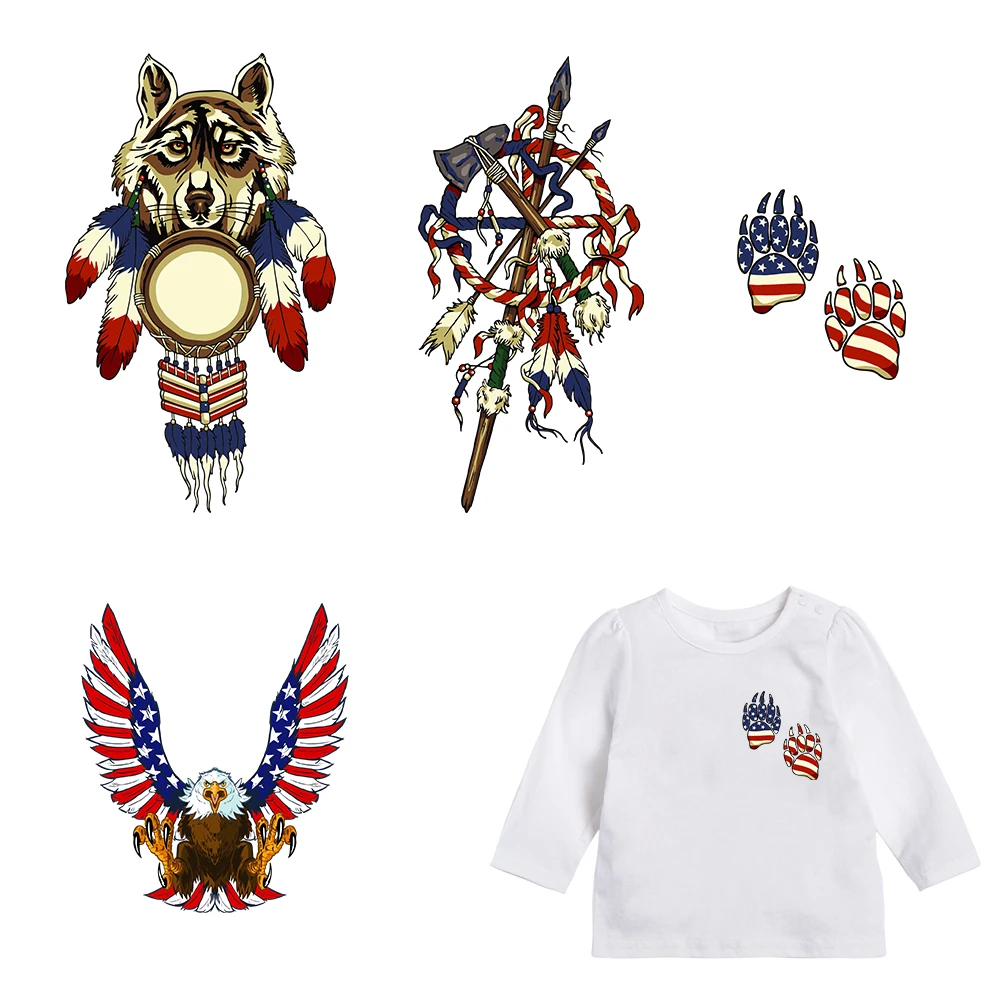 

Badges Patches for Clothing American Flag Series Iron on Patches for T-shirts Pants Stickers on Clothes Heat Transfer Appliques