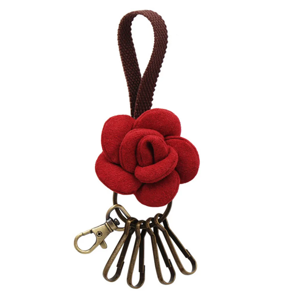 1PC Chic Ladies 3D Handmade Rose Flower Keychain Car Key Ring Keyfob