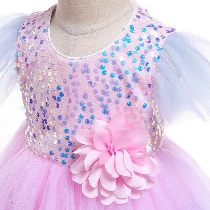 Baby girl Sequin Mermaid Fancy Dress Up Kids With Headband Cosplay Costume Girls Christmas Party Long Gown Party Dress 1-5T