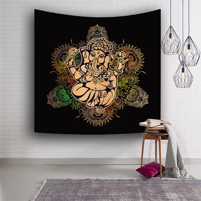 Индийский Слон, хиппи, гобелен в стиле бохо, настенный гобелен на стену, одеяло, гобелен для гостиной, спальни, домашний декор