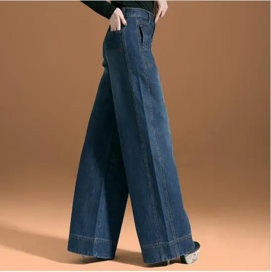 Новые модные повседневные женские свободные джинсовые широкие брюки с высокой талией прямые джинсовые брюки - Цвет: same as pic