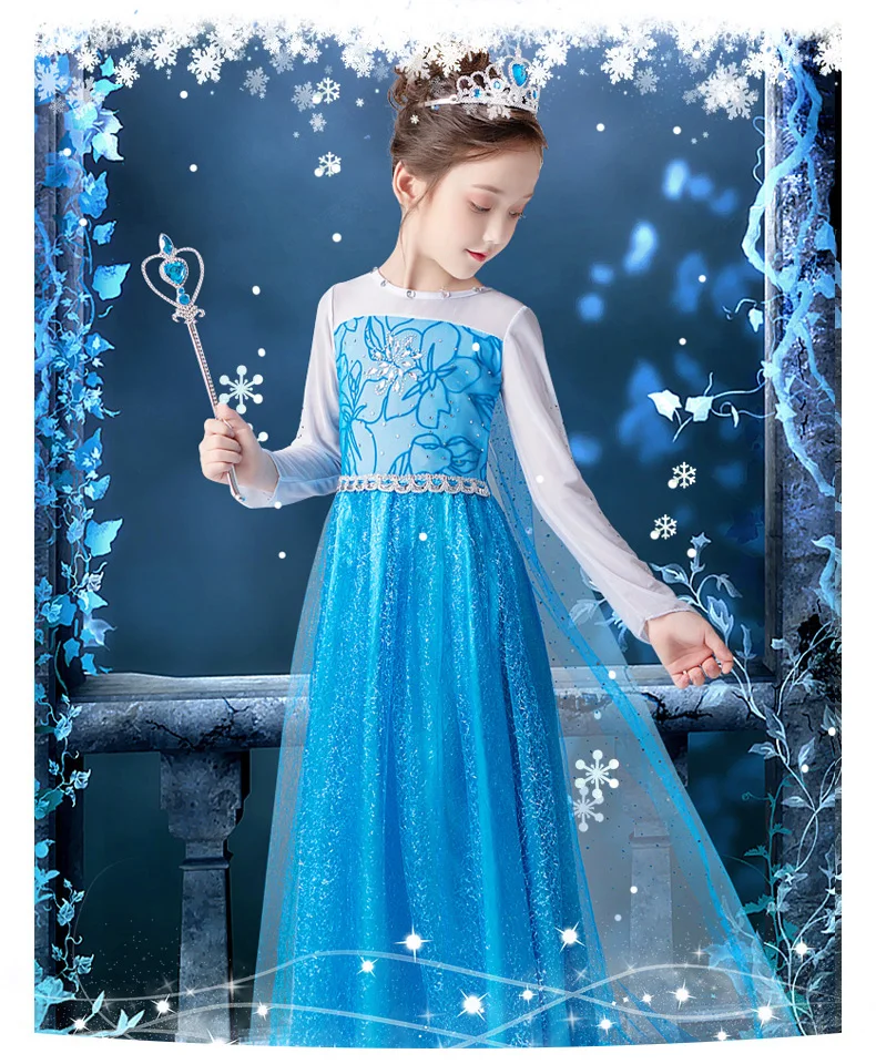 Kinder Mädchen Eiskönigin Prinzessin Elsa Cosplay Partykleider Skater Minikleid 