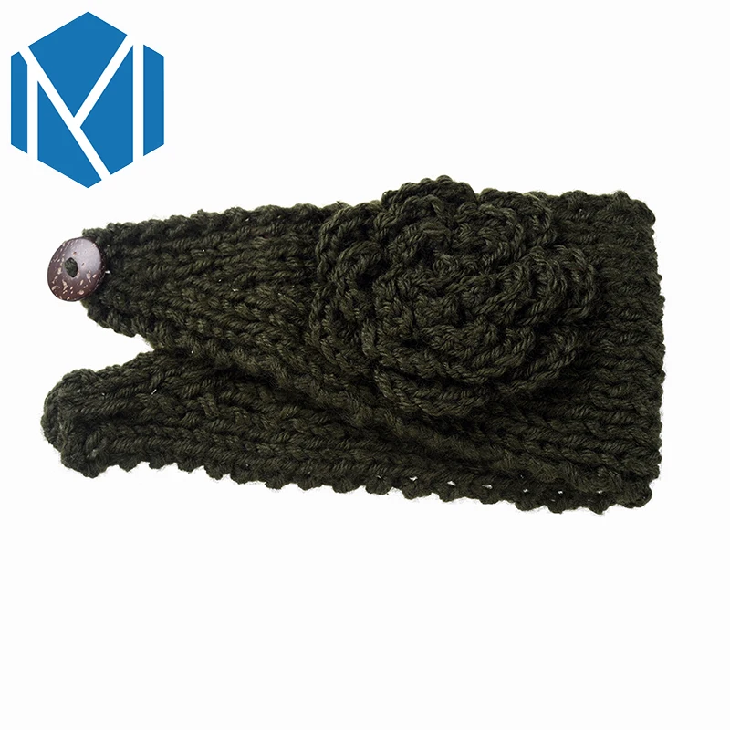 M MISM,, зимний теплый вязаный тюрбан в форме рыбки, с цветами, вязаный крючком, широкий размер, повязка на голову, шерсть, одноцветные повязки на голову, корейские эластичные повязки для волос