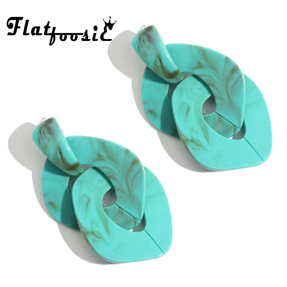 

Flatfoosie Trendy 8 Color Acrylic Drop Earrings For Women Korean Vintage Resin Circle Dangle Earring 2018 Female Party Jewelry