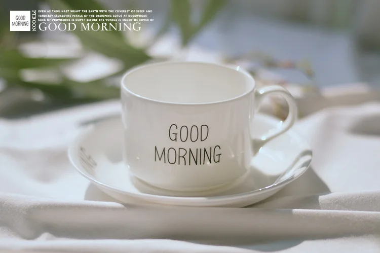 Хорошее утро кофейная чашка блюдо Классический белый костяной фарфор кофейная чашка с ручкой кафе кофейный набор керамическая кофейная чашка и блюдце набор
