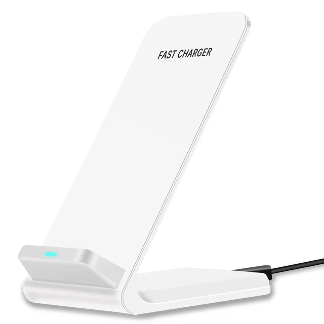 white HereCase QI Беспроводной Зарядное устройство Quick Charge 2,0 быстрой зарядки для iPhone 8 10 X samsung S6 S7 S8 2 катушки Стенд 5 V/2A& 9В/1.67A - Тип штекера: white