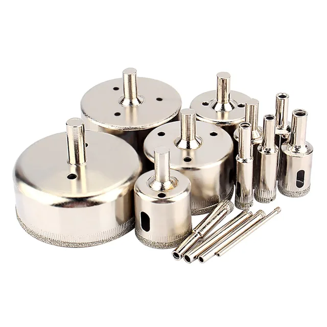 14Pcs/Set 3mm to 70mm Diamond Glass Cutter Coated Hole Saw Drill Bit Tools for Glass Marble Tile Wood Tiling Tool