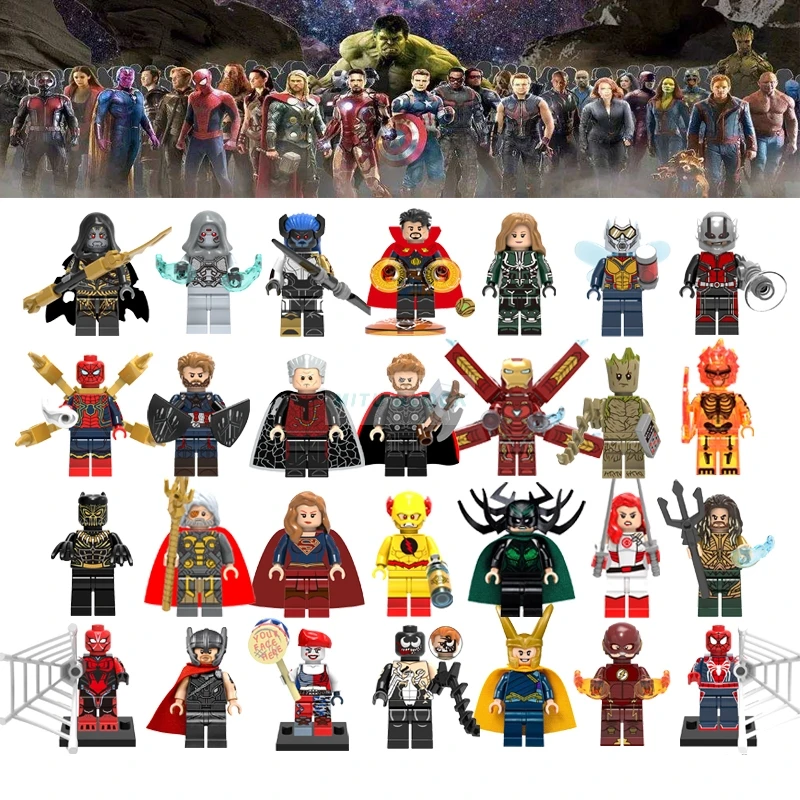 

For Legoingly Marvel Avengers Infinity Wars Batman Figure Iron Man Spiderman Black Panther Loki Aquaman Building Blocks Kid Toys