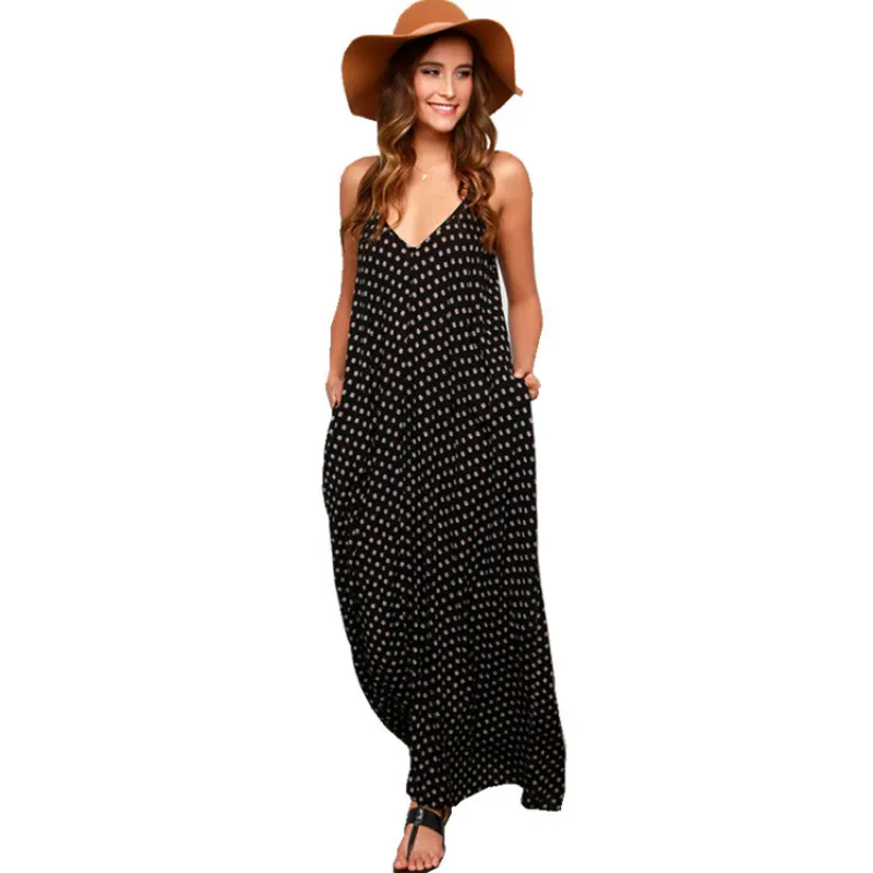 Polka Dot Sling Open Back Dress
