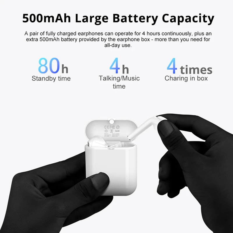 T7RX настоящие беспроводные наушники Bluetooth наушники с сенсорным управлением TWS для iPhone с зарядным устройством спортивные наушники с микрофоном