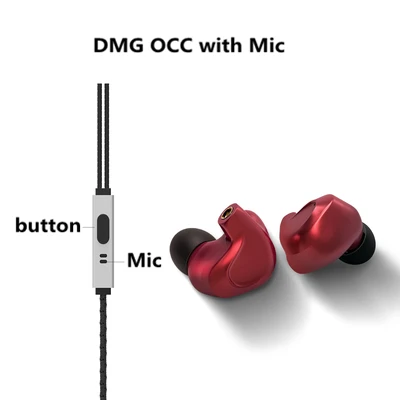 BGVP DMG HIFI наушники 2DD+ 4BA гибридные IEM технологии в уши с MMCX сменный кабель дизайн корпус из алюминиевого сплава - Цвет: with Mic-red
