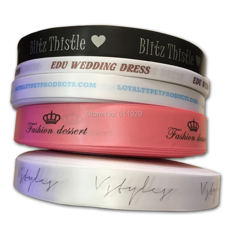 Free shipping customized silk satin ribbon tape printing/garment collar  label/hair bundle's ribbon tape/printed tags/brand name