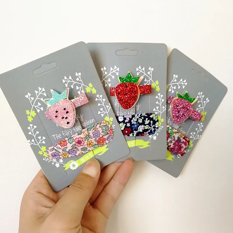 

Resale Summer Style Girls Hair Grip Glitter Strawberrry Hairpins Kids Simple Floral BB Kids Hair Clips Pure Handmade Lovely