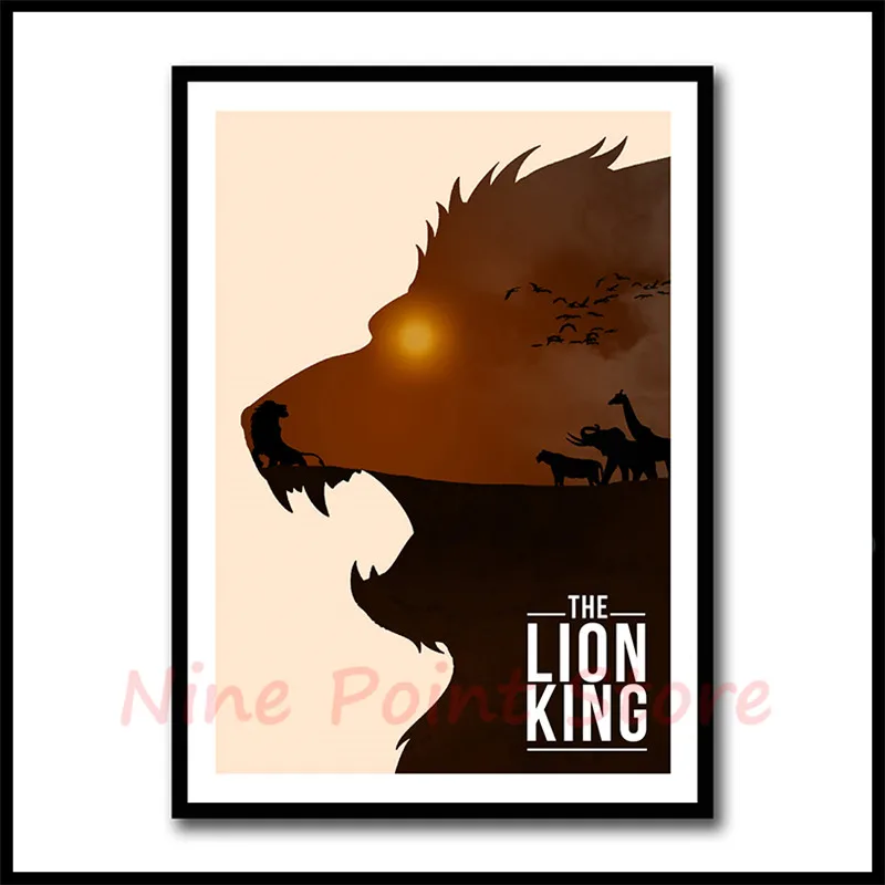 Король Лев животное мультфильм HD фильм мелованная бумага основной постер напечатаны нарисовать обои Висячие картины без рамки бескаркасные - Цвет: Коричневый