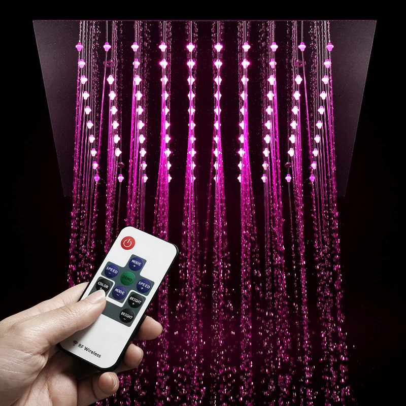 Colorful Rainfall Shower Head Embedded Ceiling LED Bathroom 30cm Shower Set Remote Control Light Rain Showers Water Spout Taps Colorful Rainfall Shower Head Embedded Ceiling LED Bathroom 30cm Shower Set Remote Control Light Rain Showers Water Spout Taps