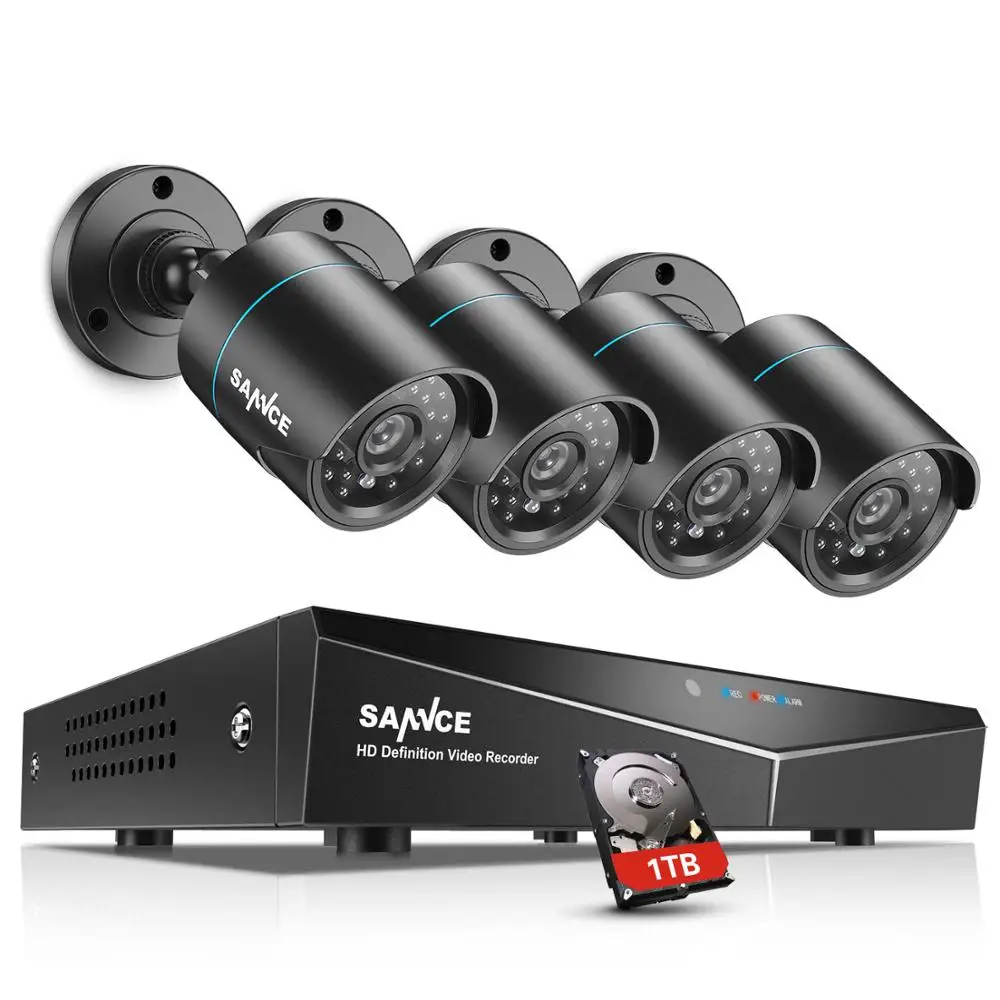 SANNCE 4CH DVR CCTV система 2/4 шт 720P TVI ИК Ночное Видение Крытая уличная камера Домашняя