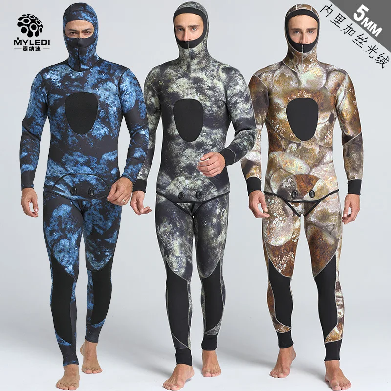

Diving Wetsuit 5mm Split Two-piece SCR Neoprene Camouflage Diving Suit Warm Anti Cold Surf Suit For Men Size S-XXL