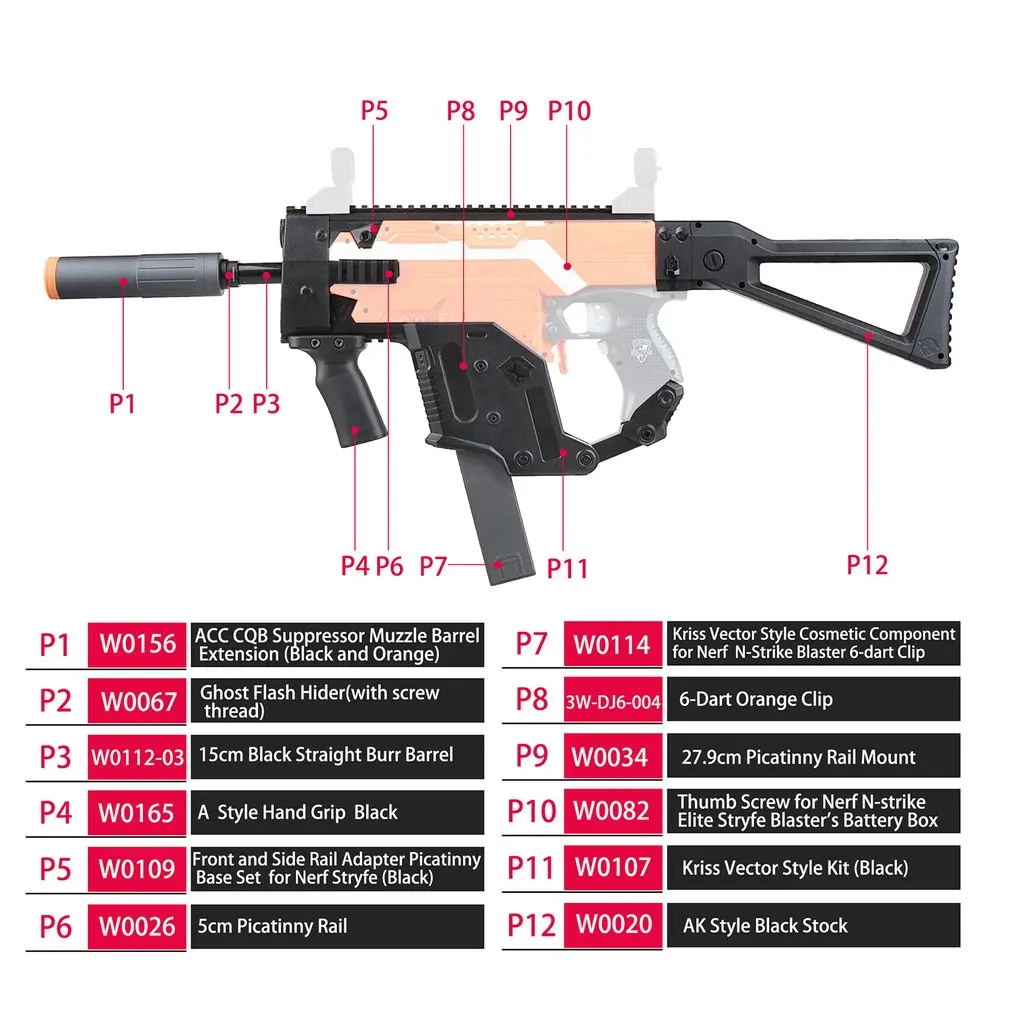 3D печати модульная модные Стиль Mod Kriss Vector Наборы Combo 12 детали совместимы для NERF ELITE STRYFE игрушки