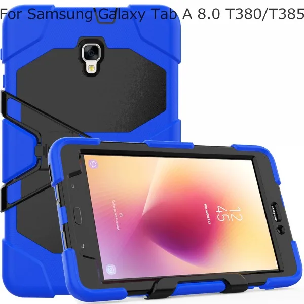 Синий Планшет чехол для samsung Galaxy Tab 8,0 T380 T385 тяжелых всего тела силиконовый чехол для samsung Tab A2 S 8,0 - Цвет: Синий