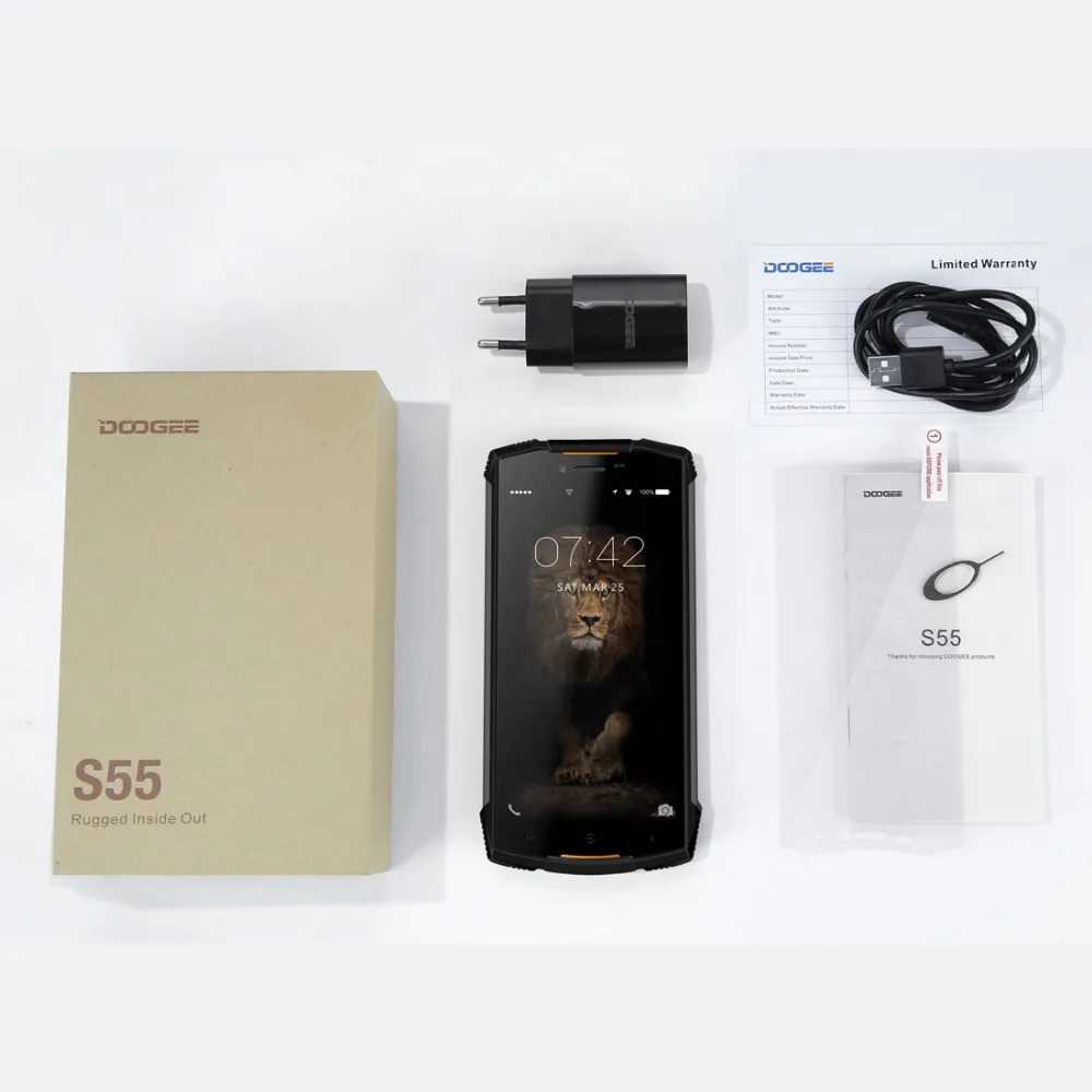 Doogee S55 4G LTE Dual Sim IP68 Смартфон Android 8,0 Восьмиядерный 4G+ 64G водонепроницаемый ударопрочный телефон с отпечатком пальца 5500mAh