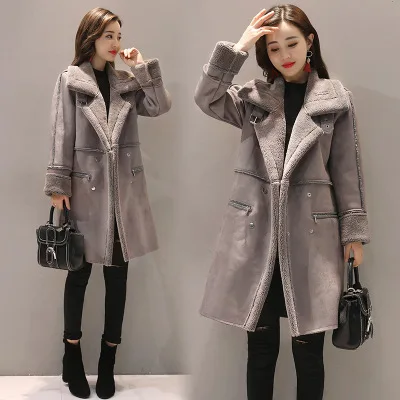 rose Épais Femmes Moyen Manteau Suede Hiver Veste Tissu Casual long Chaud Parkas Femelle Gris Outwear aSZF5xn6qx