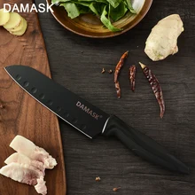 Дамасский немецкий кухонный нож 3Cr13 черные стальные ножи для нарезки хлеба, поварские ножи, нож для фруктов, овощей, кухонные принадлежности, инструмент