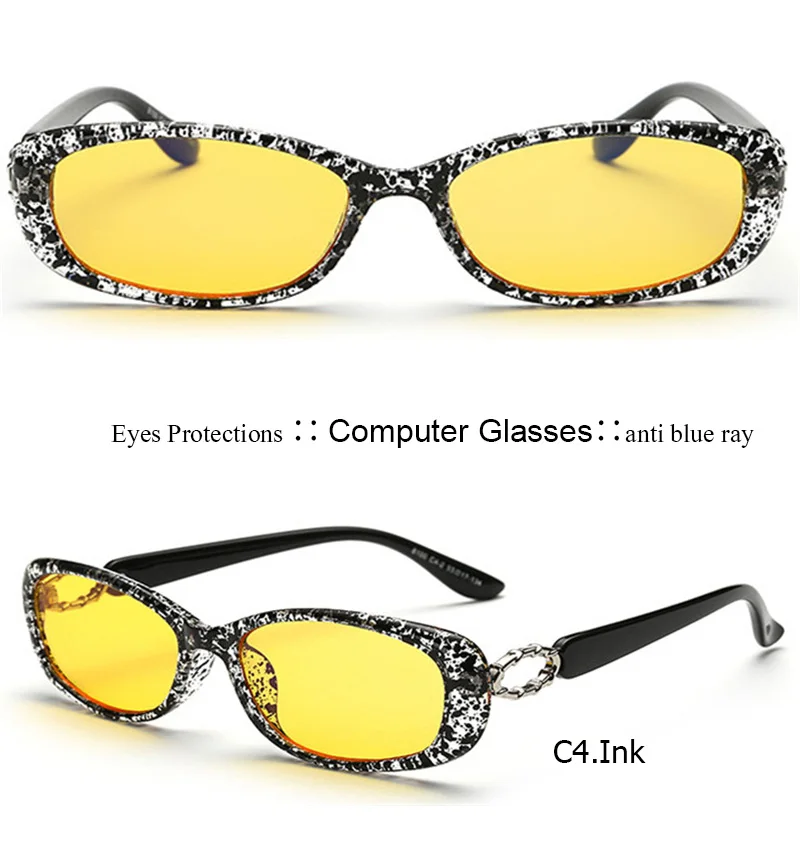 IVSTA 8100 радиационностойкие компьютерные очки анти-голубой лучи Очки Игры Freak защита глаз желтые линзы со стразами женские - Цвет оправы: C4 Ink