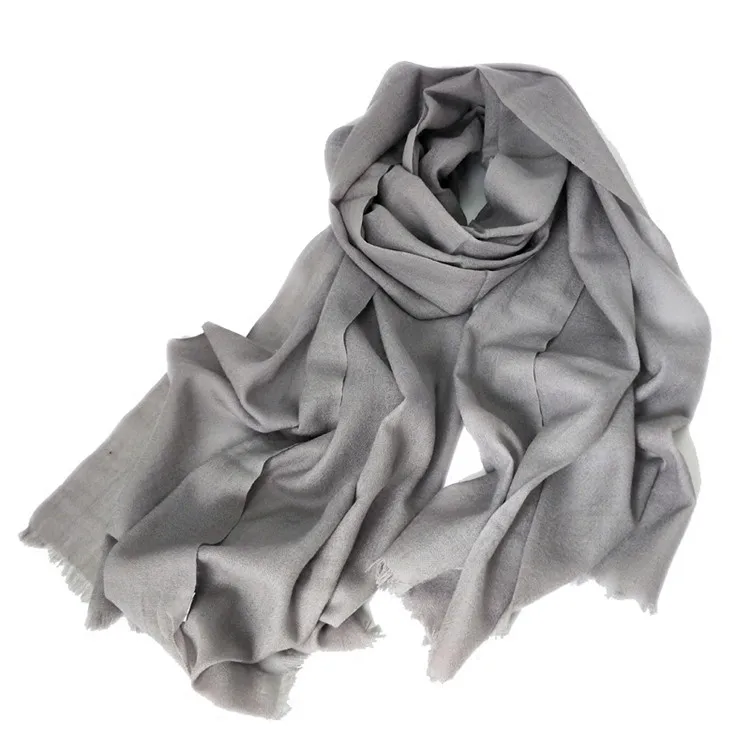 

big size 100% fine wool women fashion thin scarfs shawl pashmina 70x200cm small tassel silver grey