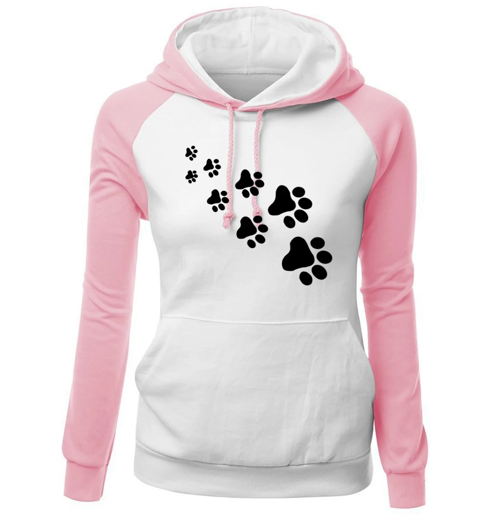 2017 Autumn Winter Fleece Women S Sportswear Harajuku Print CAT PAWS Cartoon Kawaii K Pop Clothing