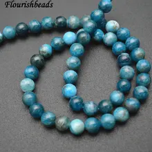 Хорошее качество Гладкий натуральный Синий Апатит Камень круглые свободные бусины 6 мм 8 мм 10 мм