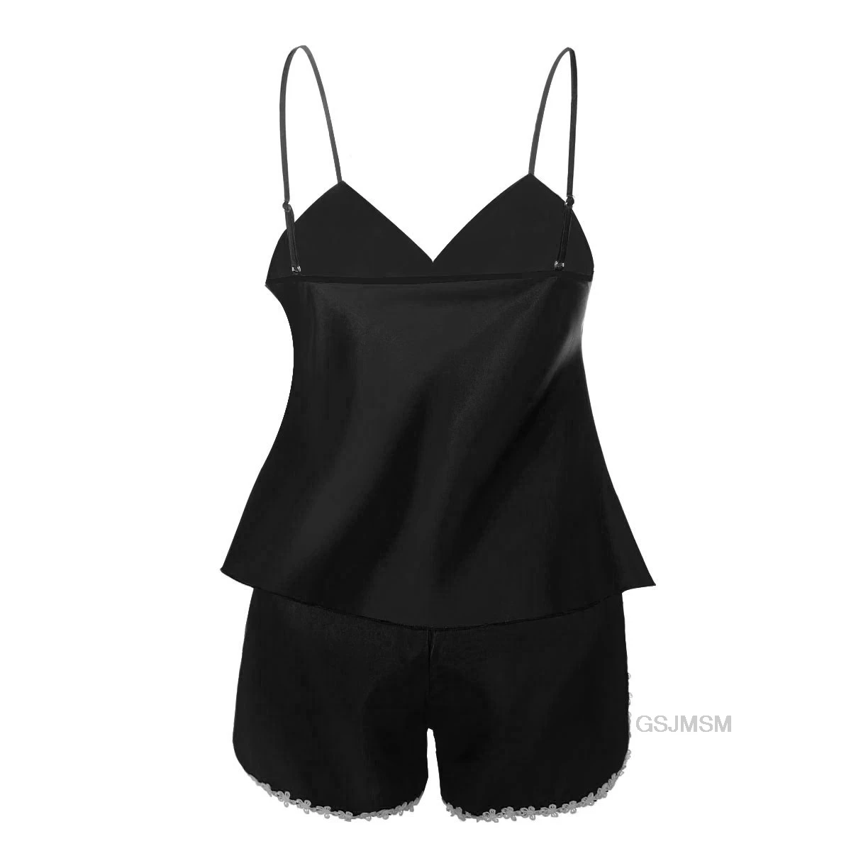 

Women Summer New Shorts Sexy Nightwear Two-piece Women Satin Pajamas Set Suit Artificial Silk Home Lace Chest Pad