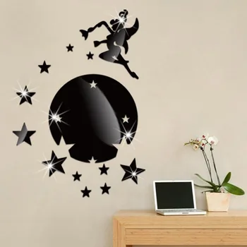 

Angel Magic Fairy & Stars 3D Mirror Wall Sticker Kids Bedroom Decoration Gift Creative Little Girl Wall Sticker for Home House