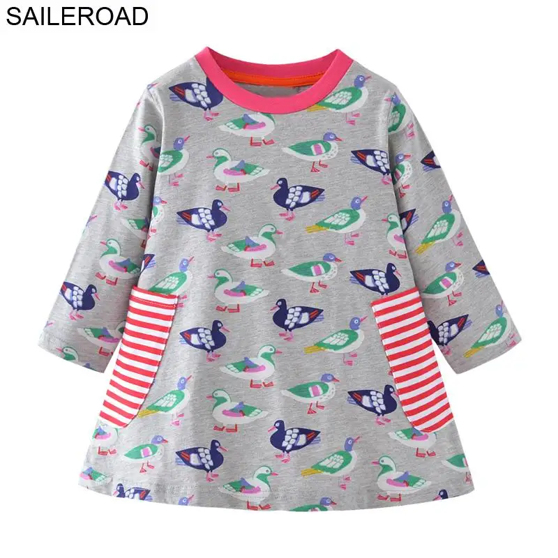 SAILEROAD Маленькие девочки с длинным рукавом платье Vestido Unicornio Infantil Осень детские платья для девочек Top Vestido Unicornio - Цвет: 5437 same picture