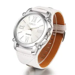 CRRJU Новый высокое качество бренд из искусственной кожи часы для женщин Дамская мода платье кварцевые наручные часы римскими цифрами