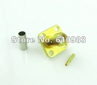 

Free shipping (6 pieces/lot) SMA female Jack 4 hole panel mount flange connector crimp for RG174 RG316
