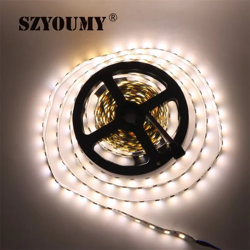 SZYOUMY SMD 5050 12 В двойной белый затемнения гибкий свет 60LED/m IP20 с 200 шт. 24key CCT Цвет температура контроллер