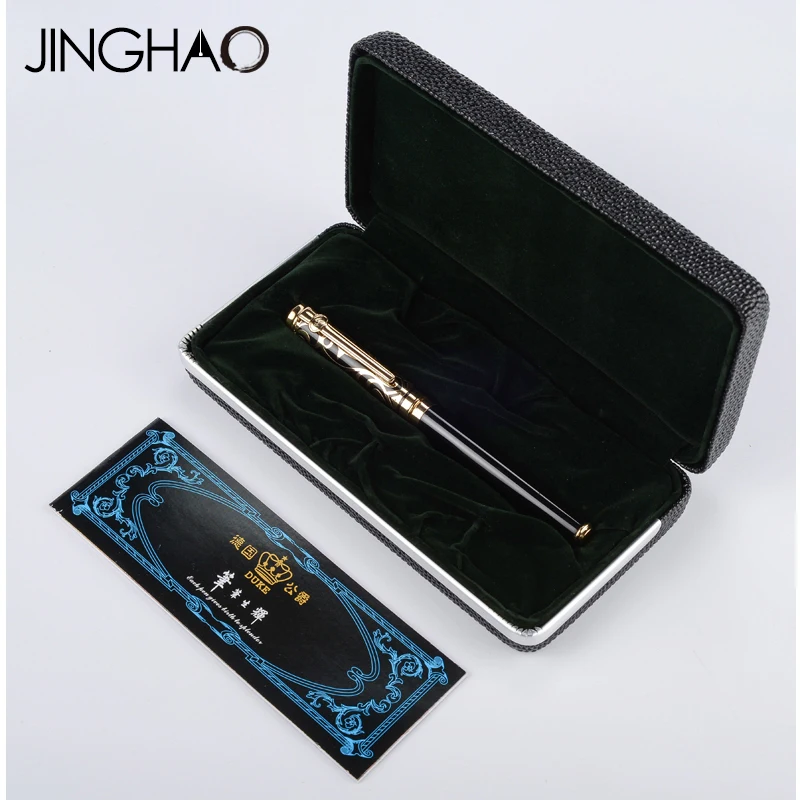 

Duke Gold Blue Gem or Silver Red Gem Rollerball Pen Luxury 0.5mm Black Ink Metal Sign Pens Gift Stationery with an Original Box