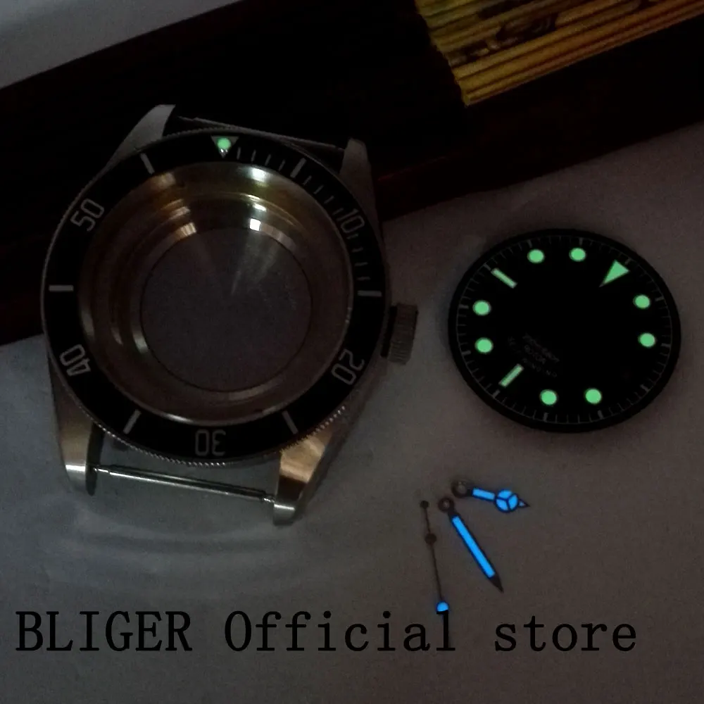 Сапфировое стекло BLIGER 41 мм черный ободок часы Чехол подходит для MIYOTA 8215 8205 автоматический механизм+ циферблат+ светящаяся рука
