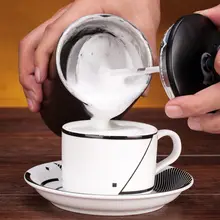 Ручной Двойной Нержавеющая сталь пеновзбиватель для молока машина для вспенивания молока нарядное вытягивающийся цветок двойной Кубок пенообразователь, белый