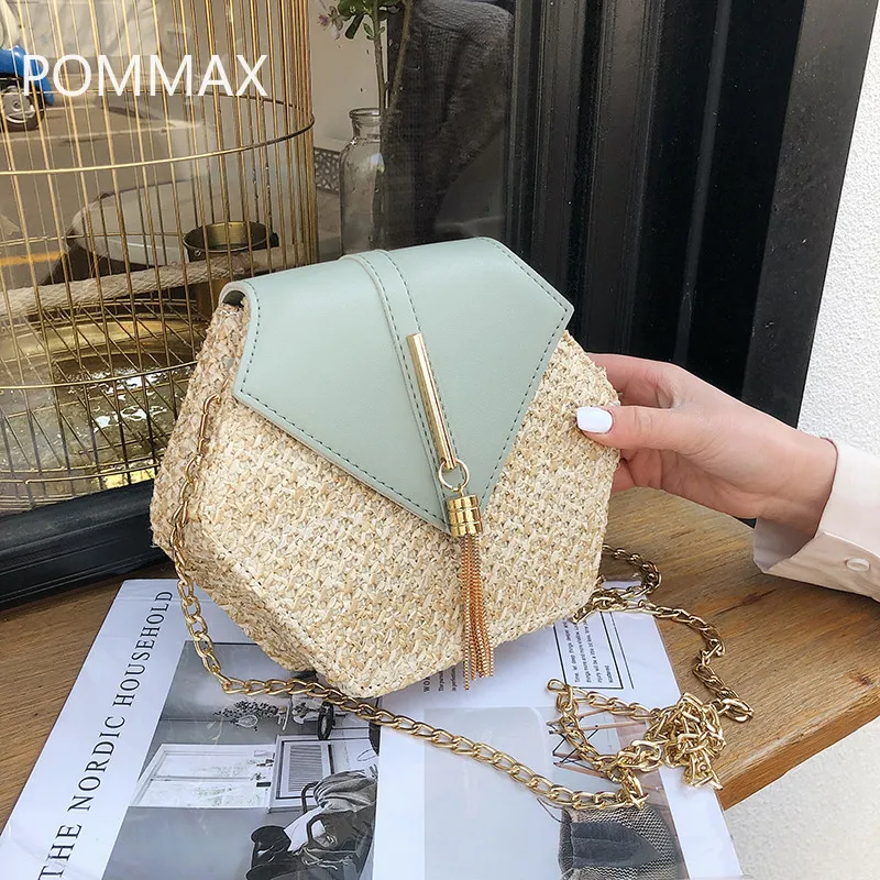 

Pommax Oval Rattan Shoulder Bag for Women Straw Bag Beach Bohemian Handbag Female Summer Messenger Small Bags bolsa feminina