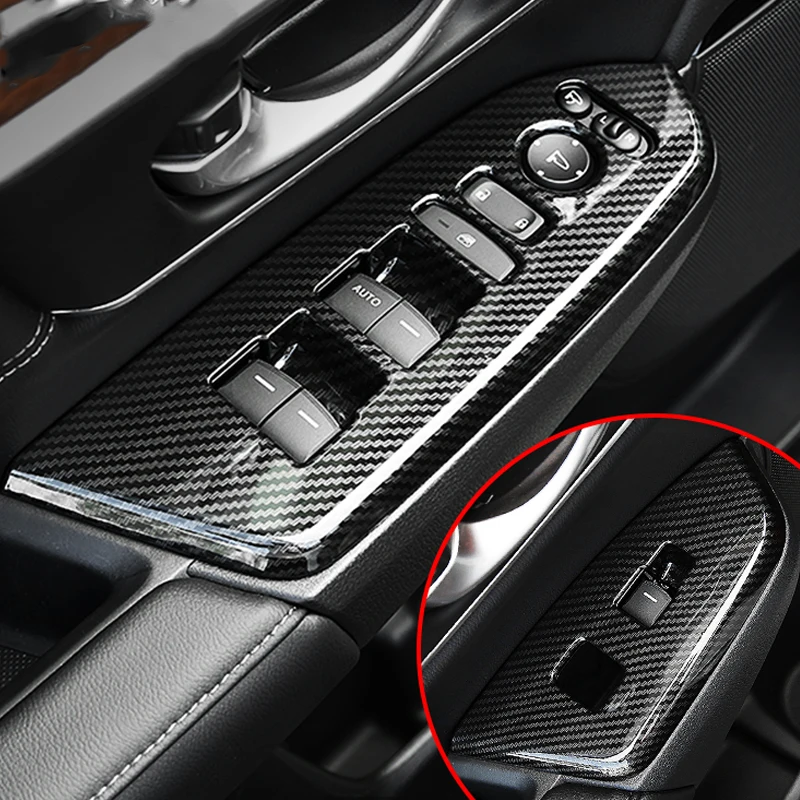 

For Honda CR-V CRV 2017 Carbon Fibre Glass Switch Cover Trim Door Window Button Decoration Panel ABS chrome Car-styling
