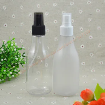 

200ml clear/clear frosted pear shaped PET bottle with white/black sprayer.mist PET bottle. travel refillable perfume container