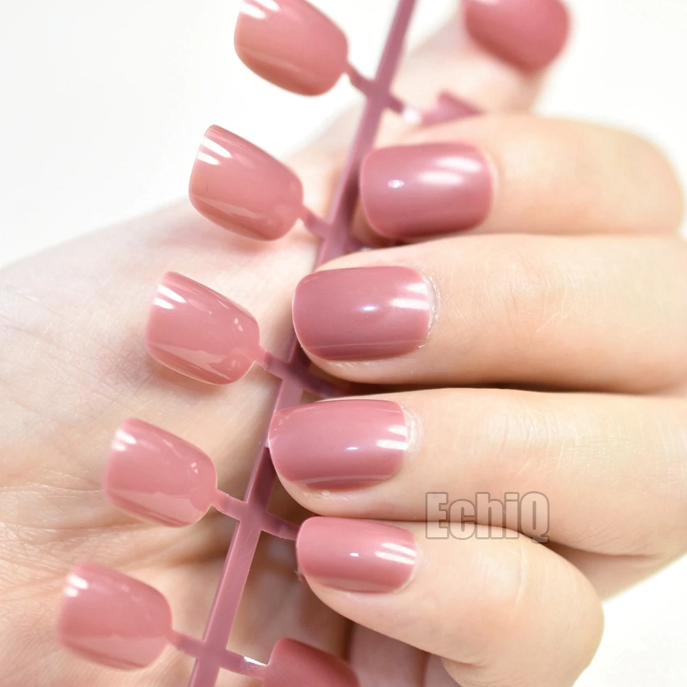 

24pcs Kids Cute False Nail Tips reddish-brown Brown Full Cover Acrylic Fake Nails Art for Girls Children