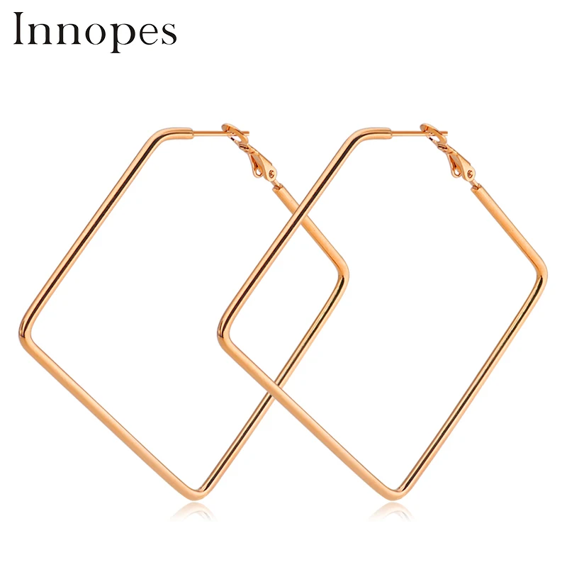 

Innopes 2019 Luxury bohemian overstatement geometric hoop earrings prismatic square earrings korean fashion jewelry earrings