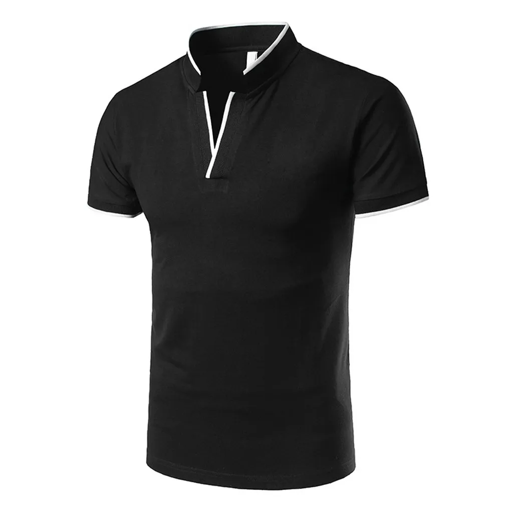 

New Men's Casual shirt homme Standing Collar Youth Short-Sleeved Shirt Tops mens shirts fashion 2019 New ropa camiseta masculina