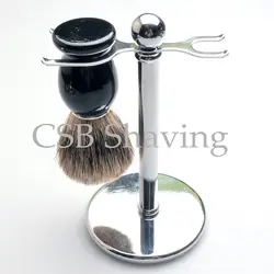 CSB с черной деревянной ручкой барсук волос Набор для бритья салон мужчин удаление бороды приборы и приспособления для лица с подставкой для