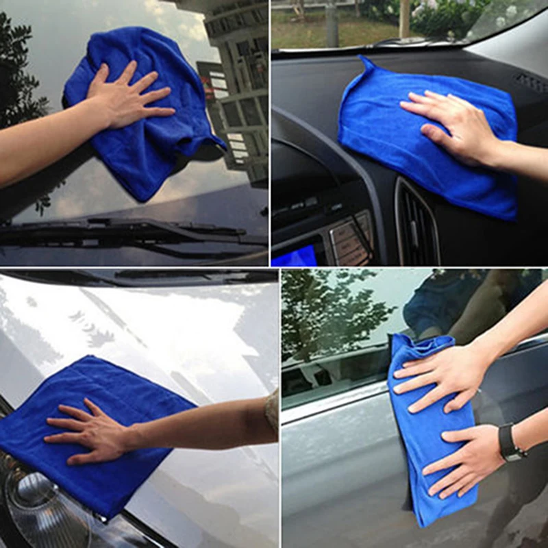 25X25 см синие полотенца из микрофибры 5 шт. Droppshipping чистящая ткань для кухни, автомобиля, бытовой, для мытья окон, быстрая сушка