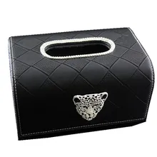 Блок типа из натуральной кожи и дерева автомобиль коробка ткани для подлокотника с головой леопарда черный коричневый для мужчин и женщин